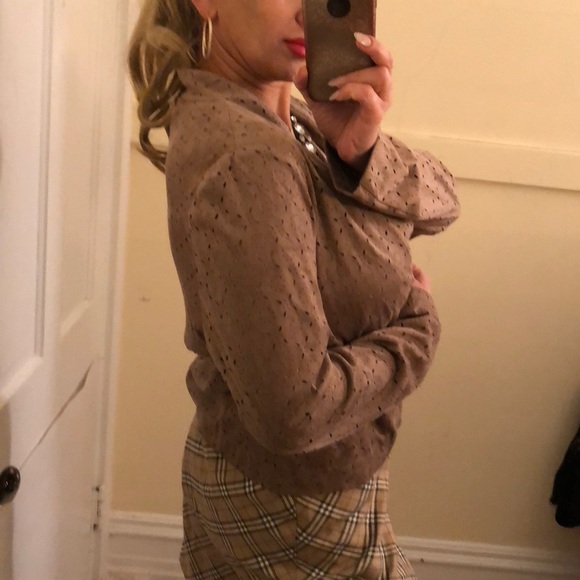 Faux suede brown cardigan L - Picture 3 of 8